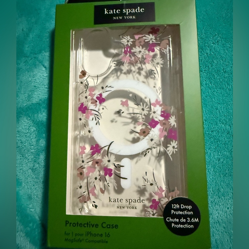 kate spade White and Pink Floral iPhone 16 Case